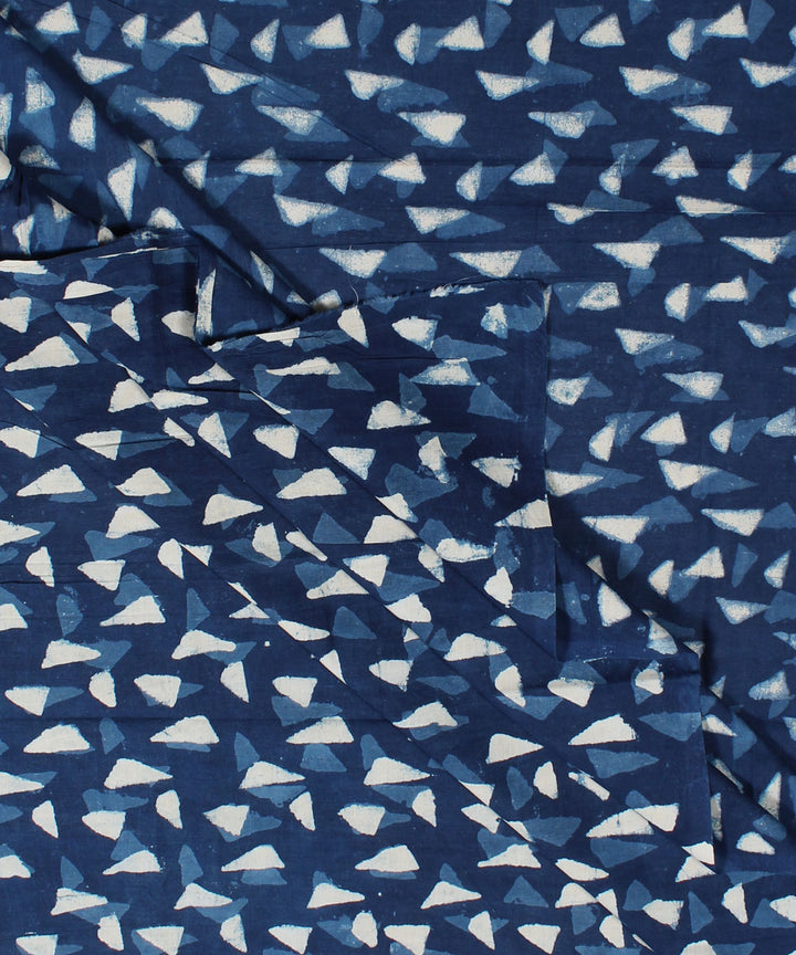 2.5m Indigo hand block printed cotton kurta cut piece