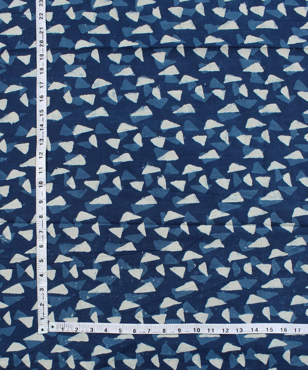 2.5m Indigo hand block printed cotton kurta cut piece