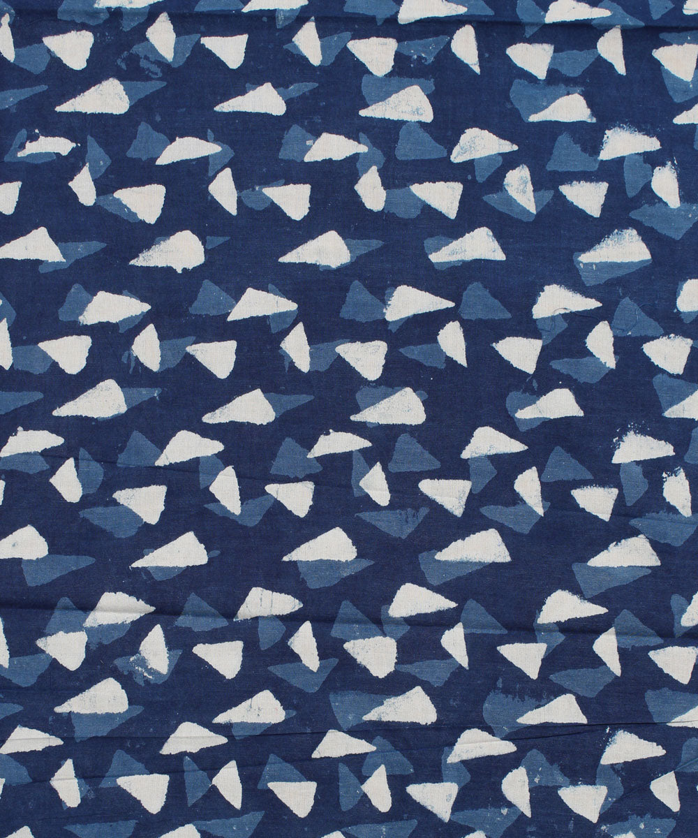 2.5m Indigo hand block printed cotton kurta cut piece