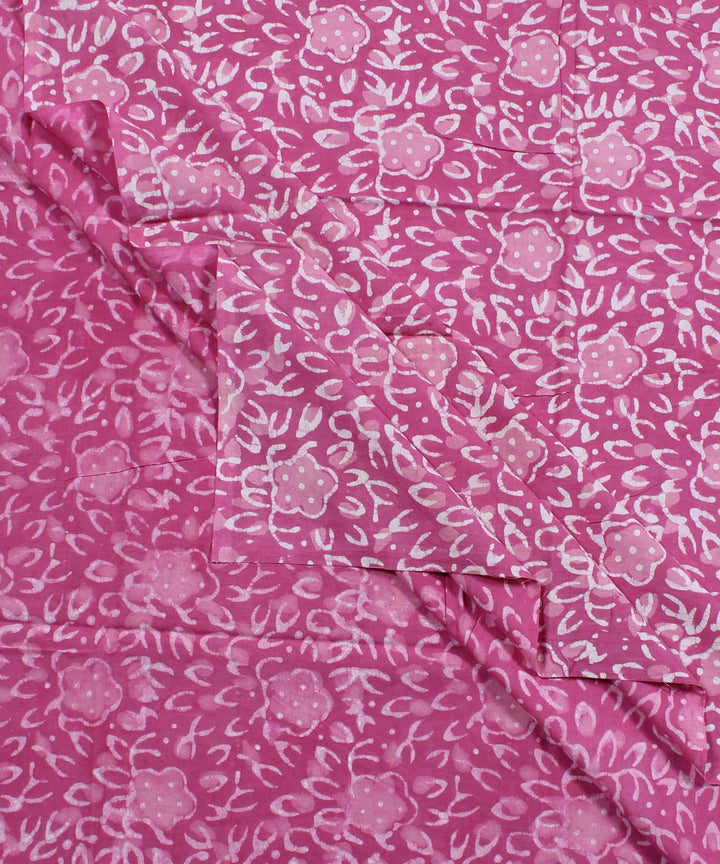 2.5m Pink white handblock print cotton kurta cut piece