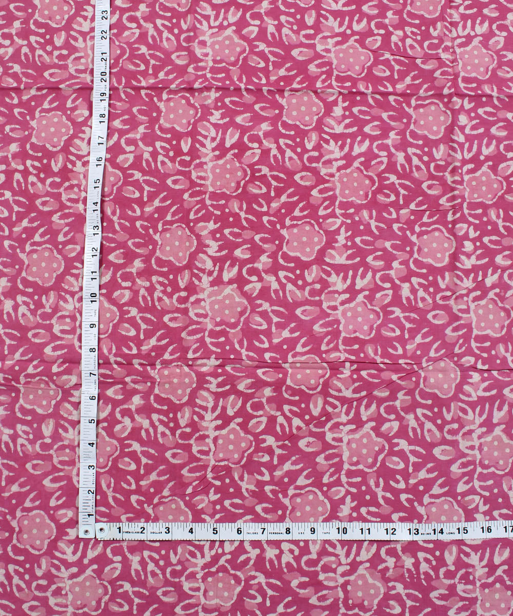 2.5m Pink white handblock print cotton kurta cut piece