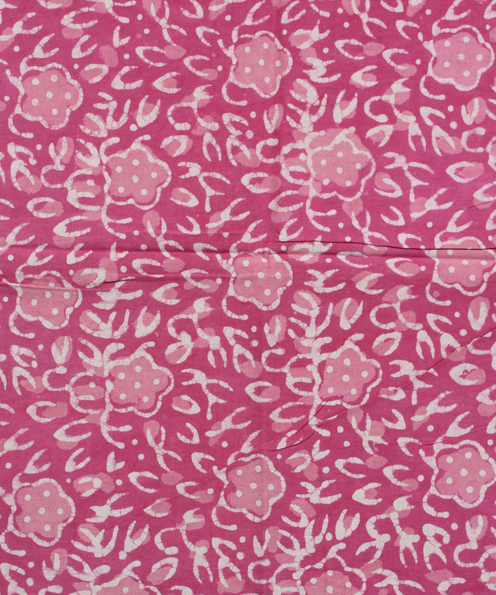 2.5m Pink white handblock print cotton kurta cut piece