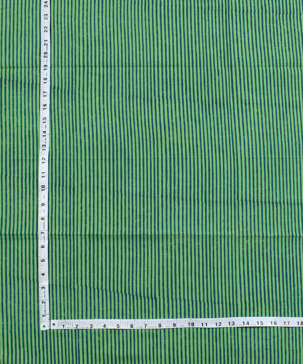 2.5m Green stripe handblock print cotton kurta cut piece
