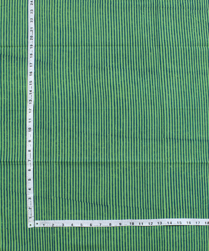 2.5m Green stripe handblock print cotton kurta cut piece