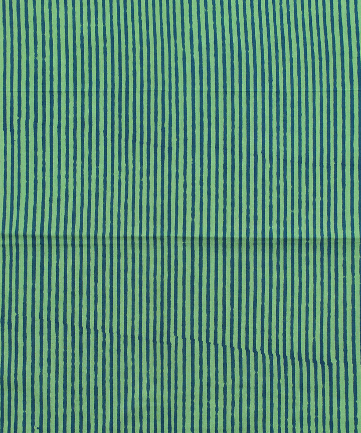 2.5m Green stripe handblock print cotton kurta cut piece
