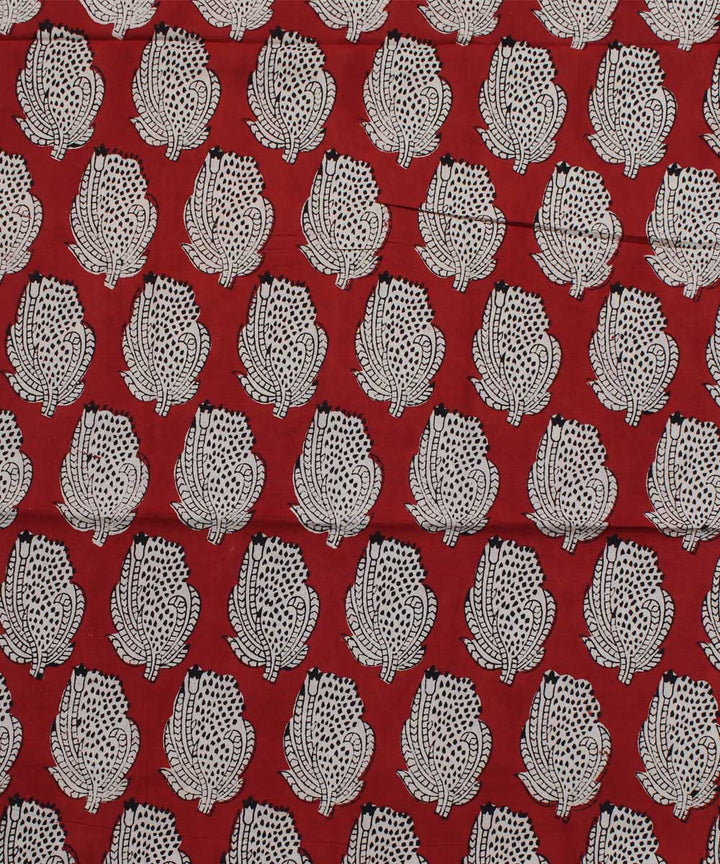 2.5m Red white handblock print cotton kurta cut piece
