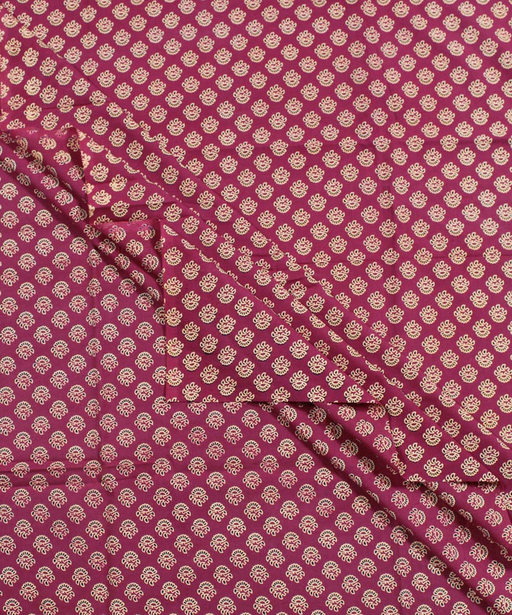 2.5m Mauve handblock print cotton kurta cut piece