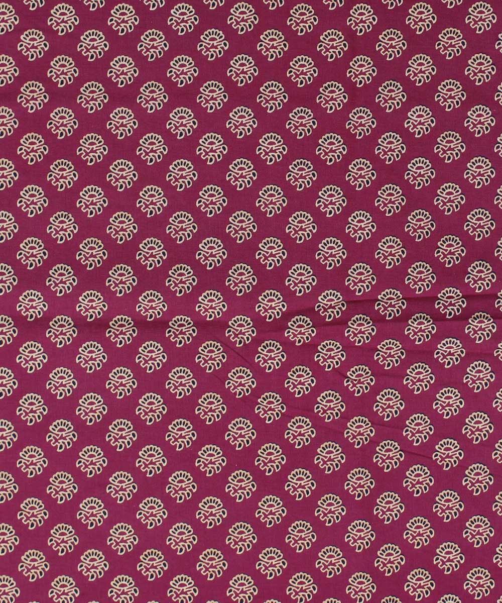 2.5m Mauve handblock print cotton kurta cut piece