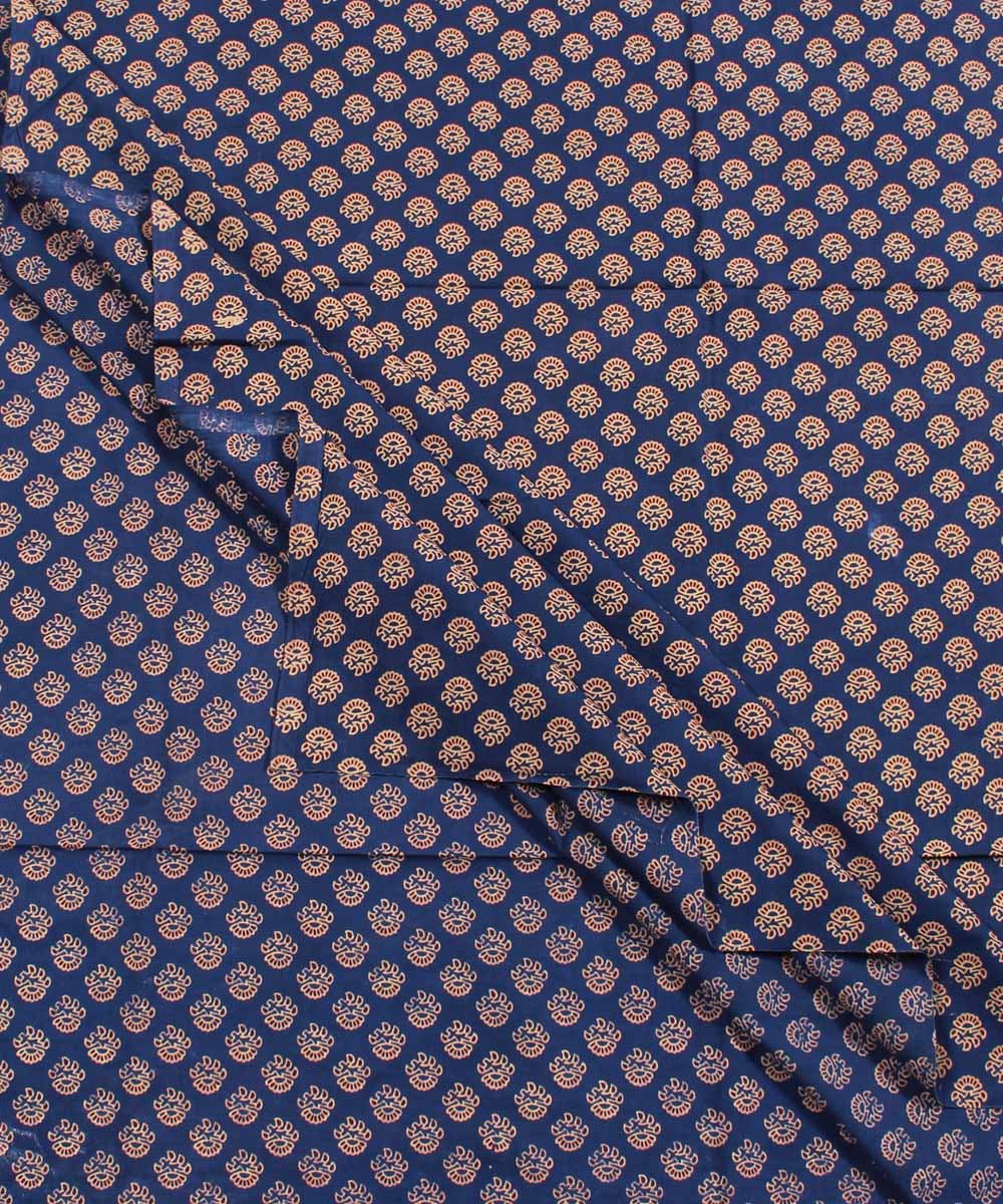 2.5m Indigo blue hand block print cotton kurta material