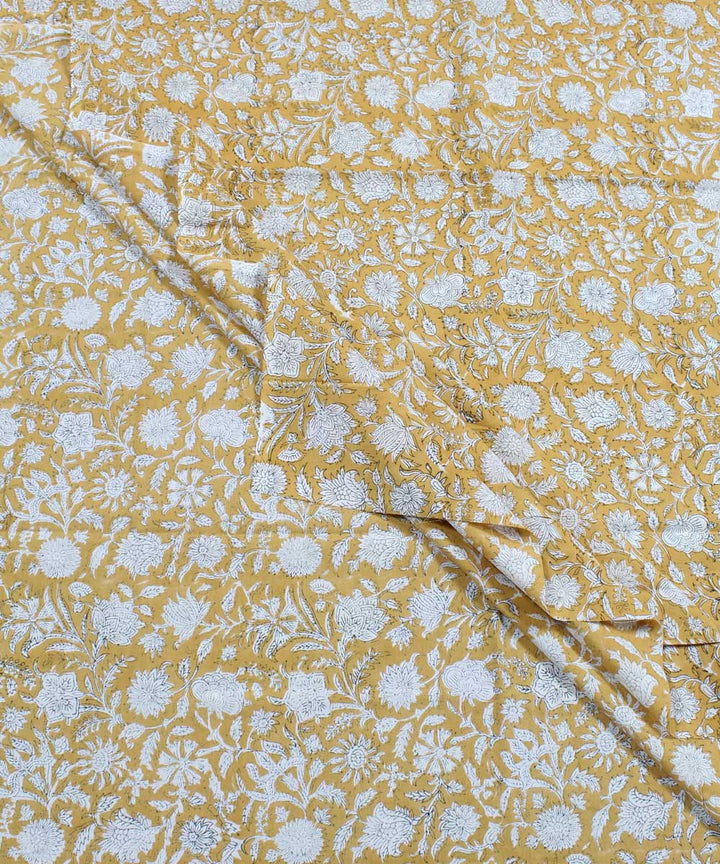2.5m Mustard white handblock print cotton kurta material