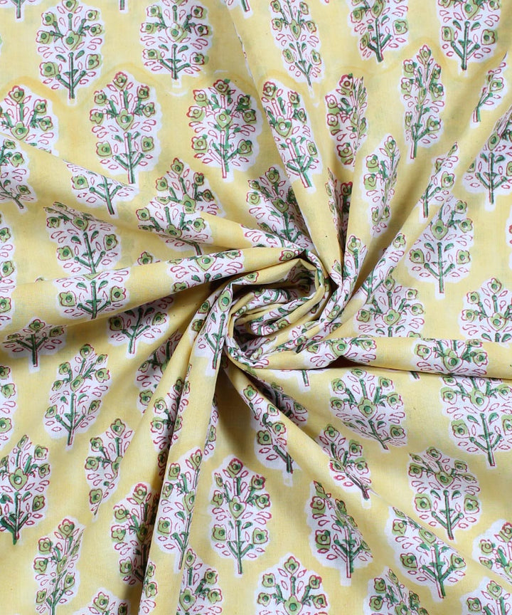 2.5m Yellow handblock print cotton kurta material
