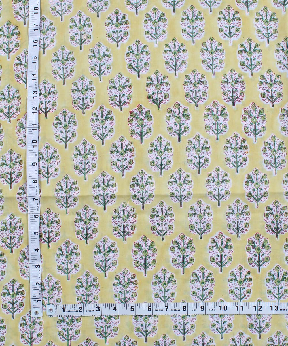 2.5m Yellow handblock print cotton kurta material