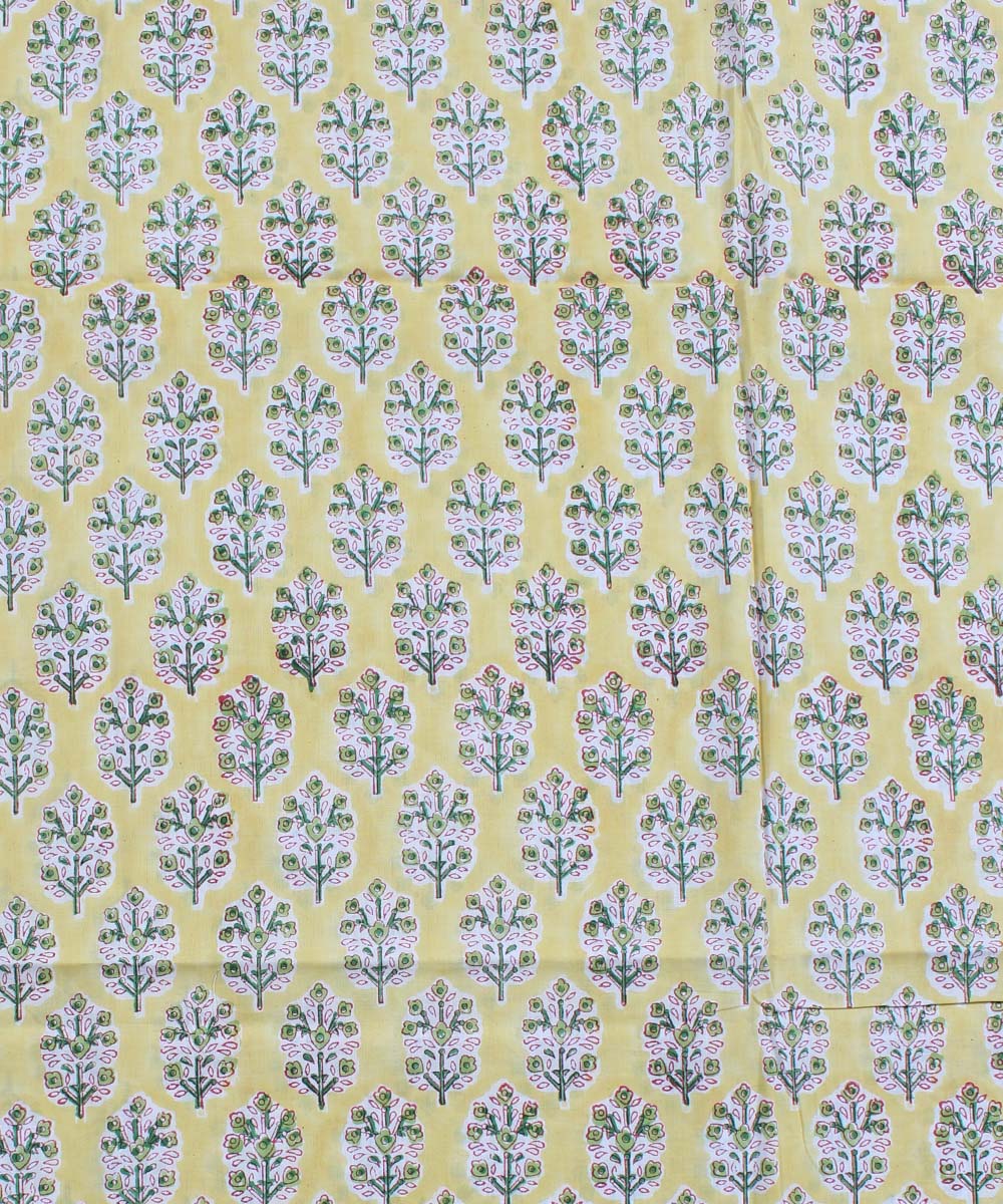 2.5m Yellow handblock print cotton kurta material