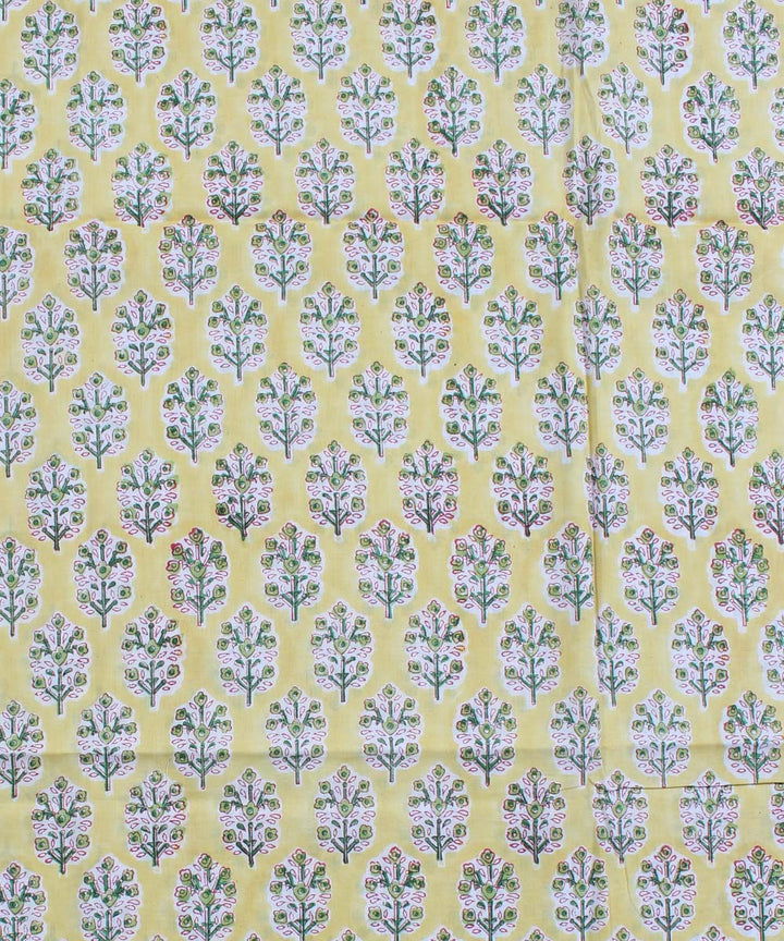 2.5m Yellow handblock print cotton kurta material