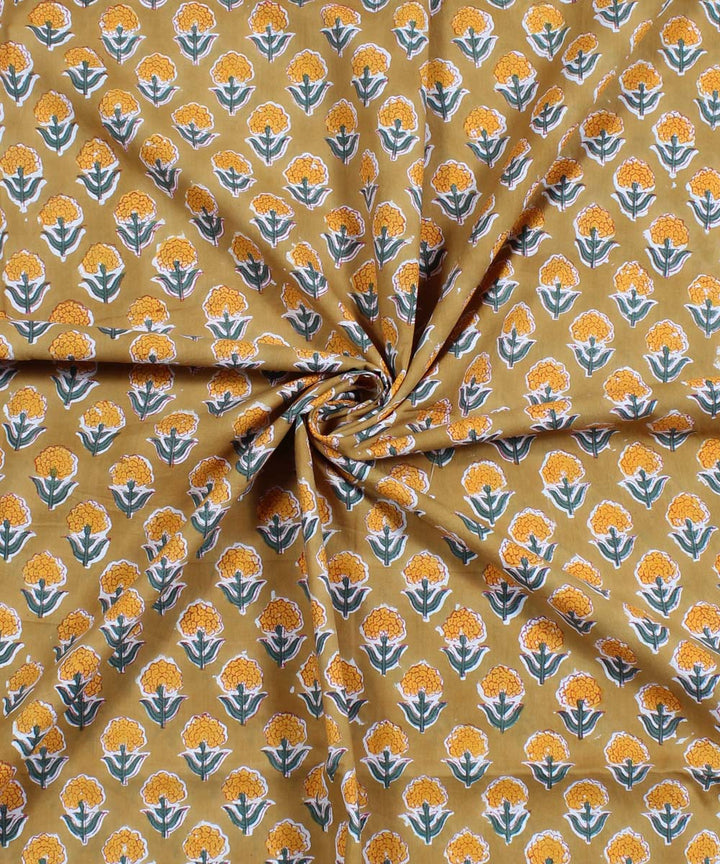 2.5m Mustard yellow handblock print cotton kurta material