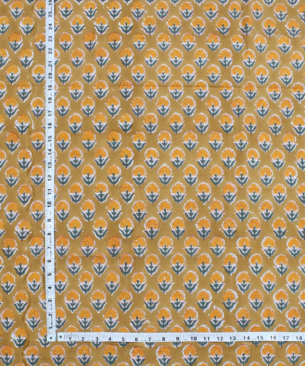 2.5m Mustard yellow handblock print cotton kurta material