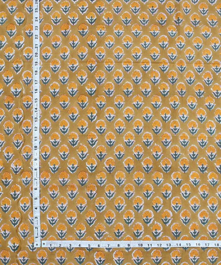 2.5m Mustard yellow handblock print cotton kurta material