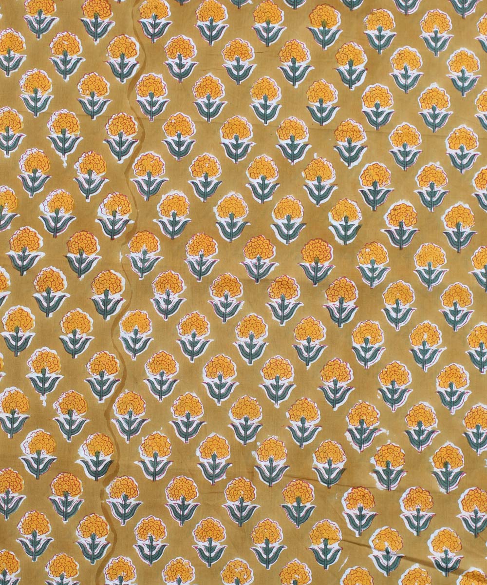 2.5m Mustard yellow handblock print cotton kurta material