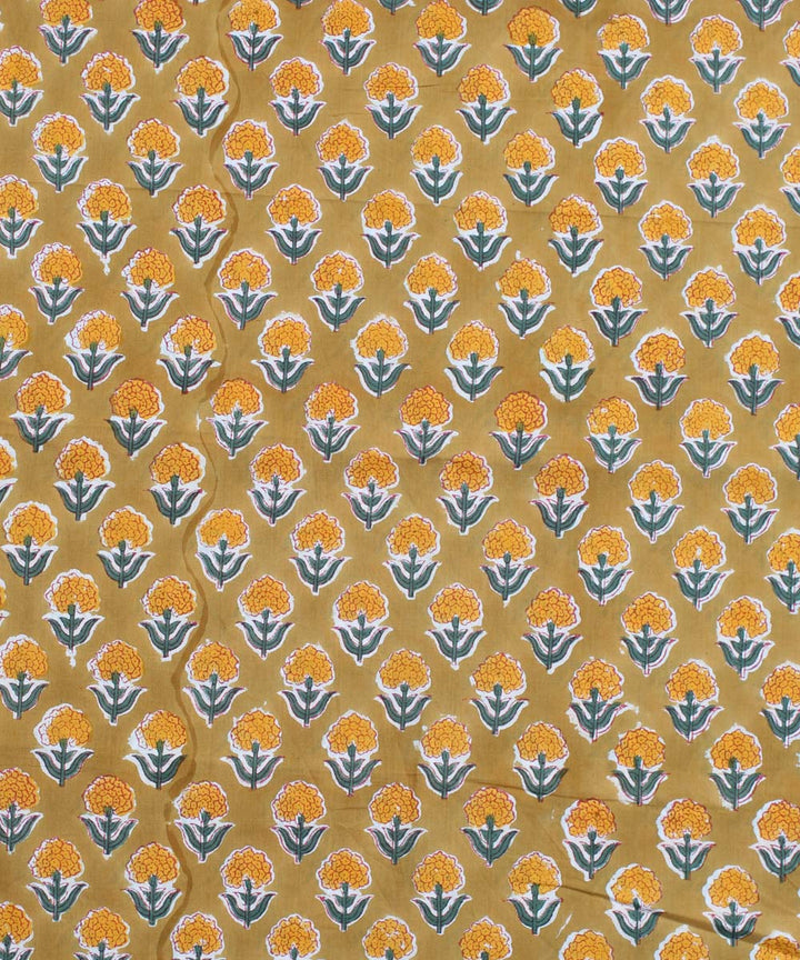 2.5m Mustard yellow handblock print cotton kurta material