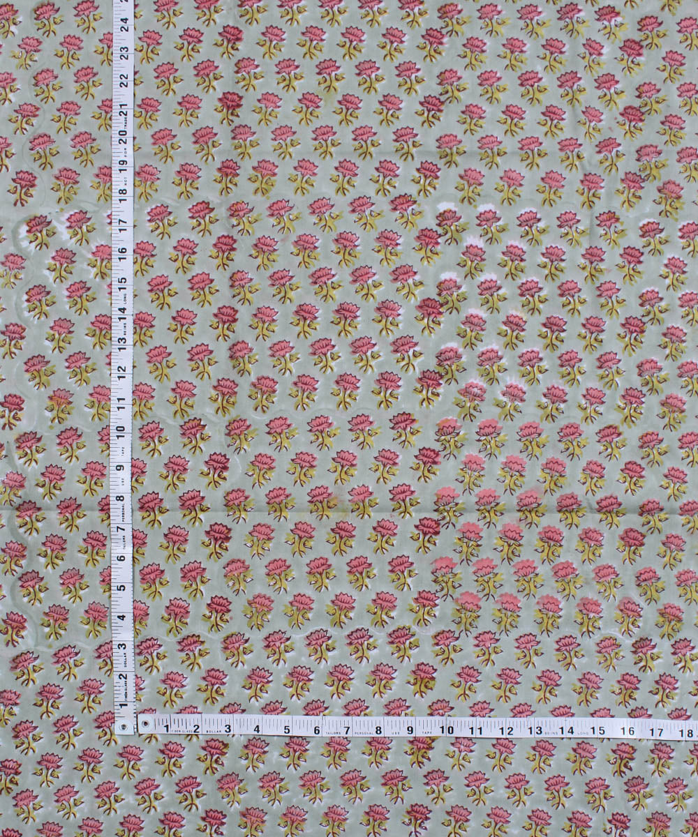 2.5m Light blue pink handblock print cotton kurta material