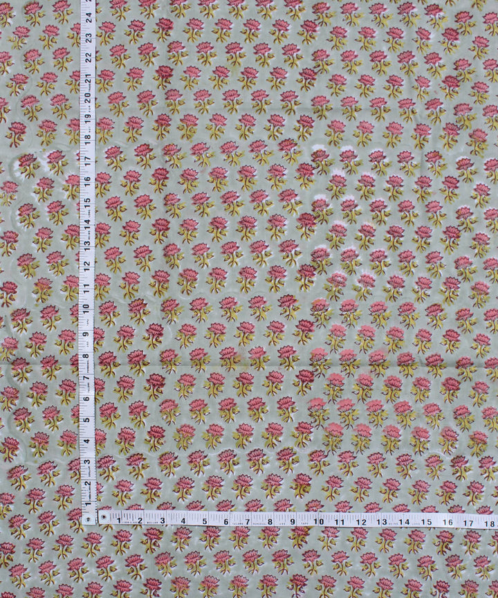 2.5m Light blue pink handblock print cotton kurta material