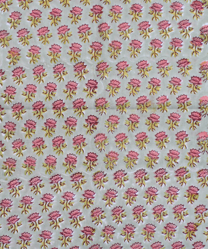 2.5m Light blue pink handblock print cotton kurta material