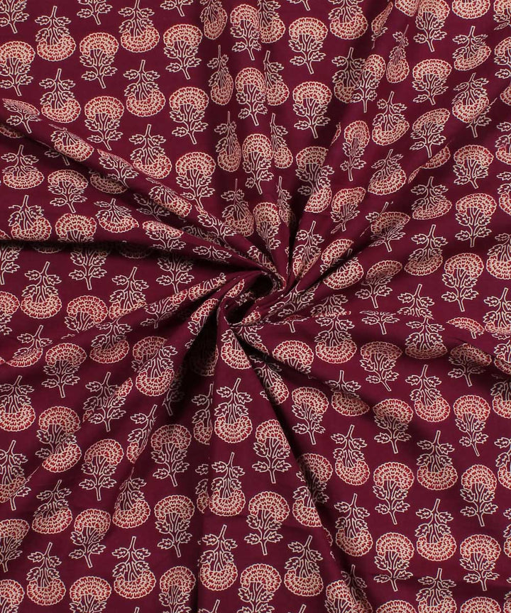 2.5m Maroon handblock print cotton kurta material