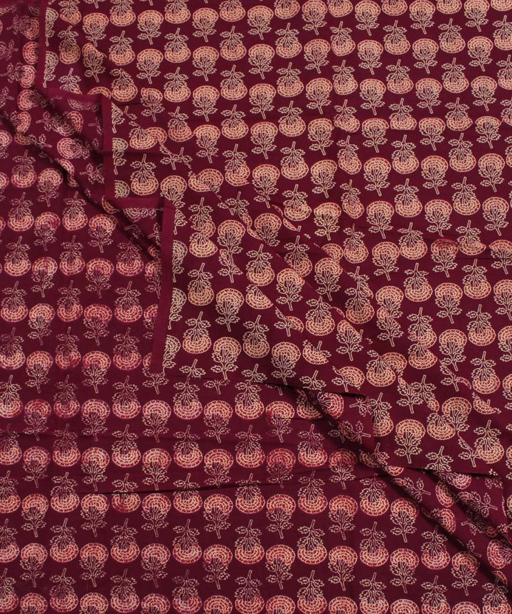 2.5m Maroon handblock print cotton kurta material