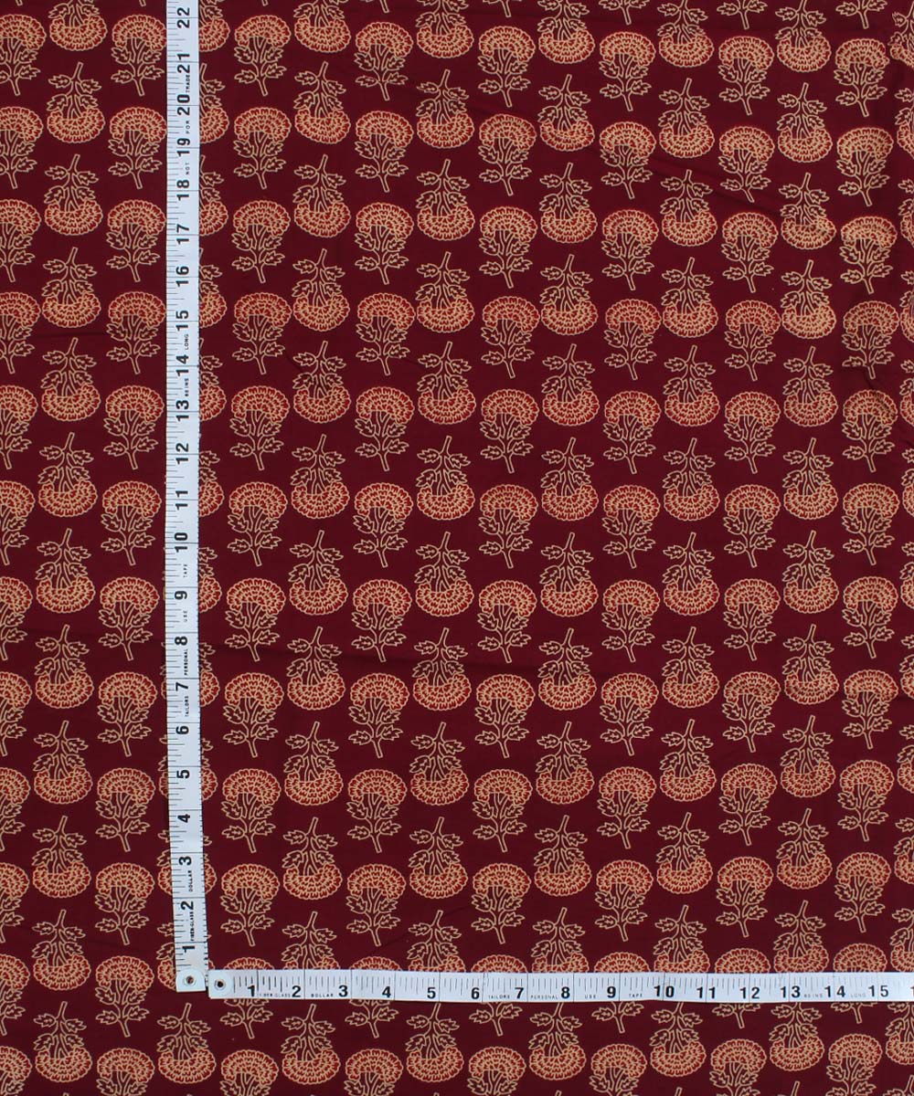 2.5m Maroon handblock print cotton kurta material