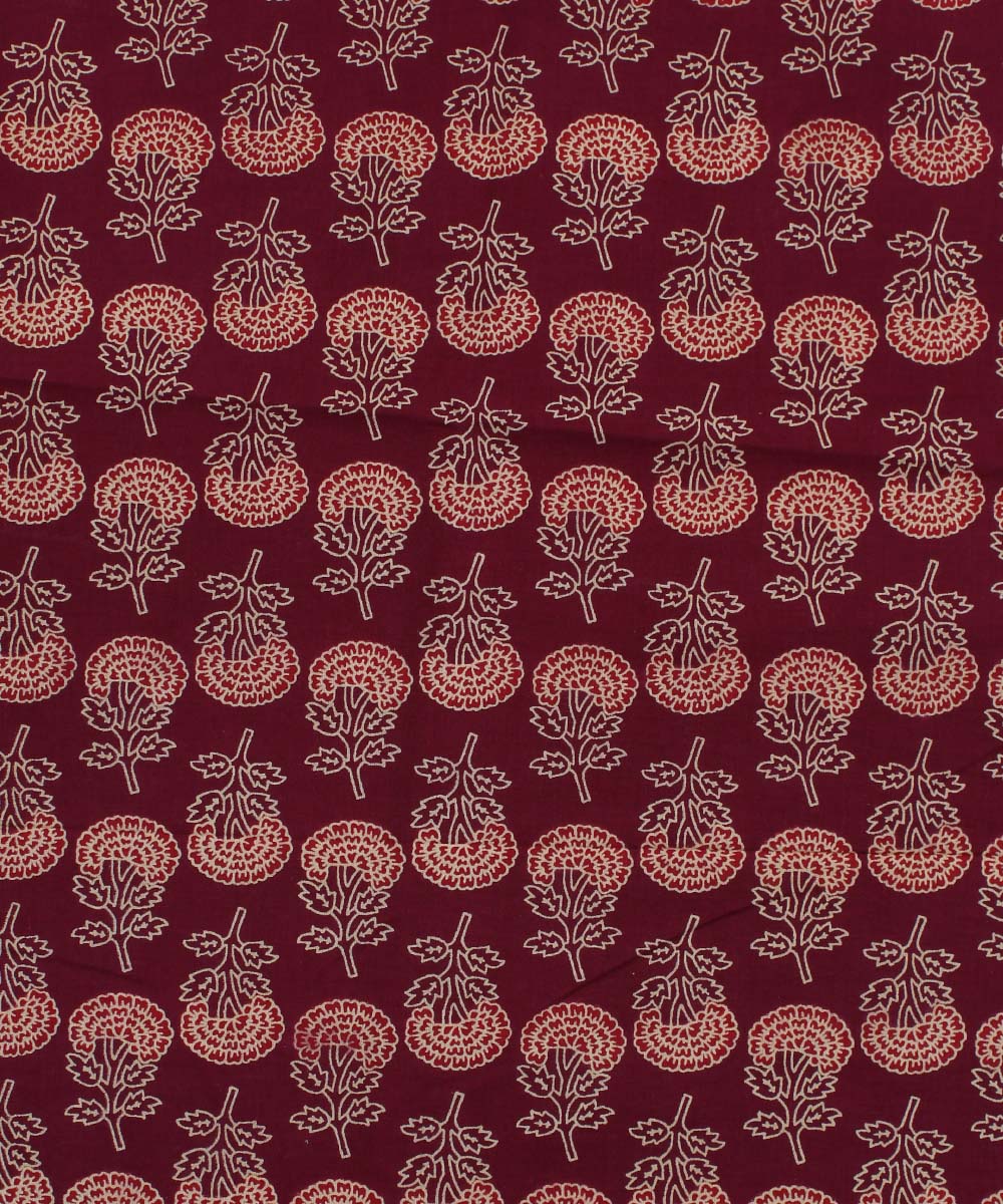 2.5m Maroon handblock print cotton kurta material