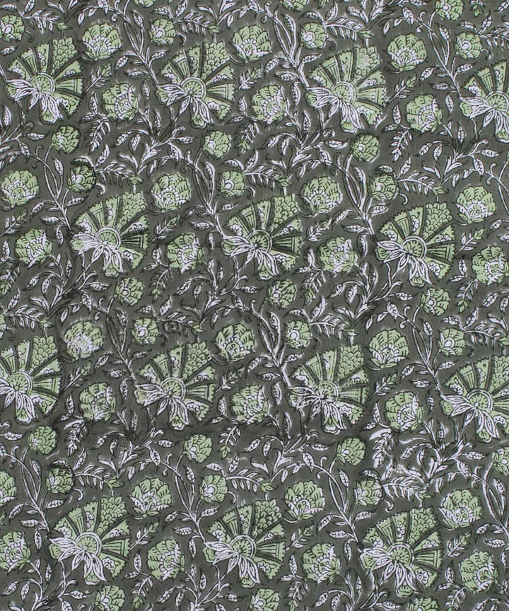 2.5m Olive green handblock printed cotton kurta material