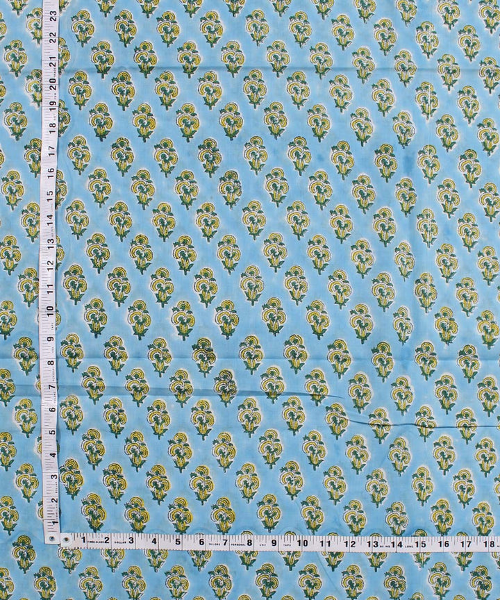 2.5m Sky blue yellow handblock print cotton kurta material