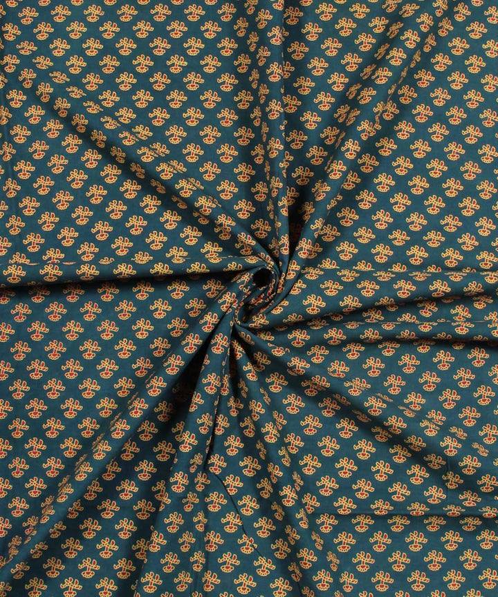 2.5m Dark green red handblock print cotton kurta material