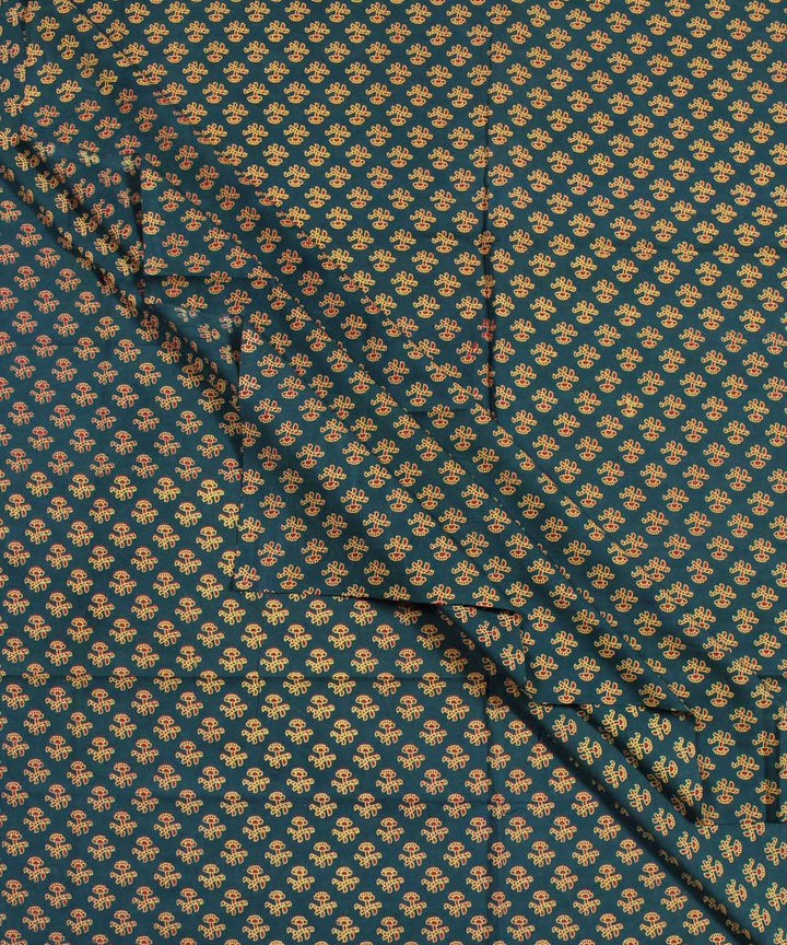 2.5m Dark green red handblock print cotton kurta material