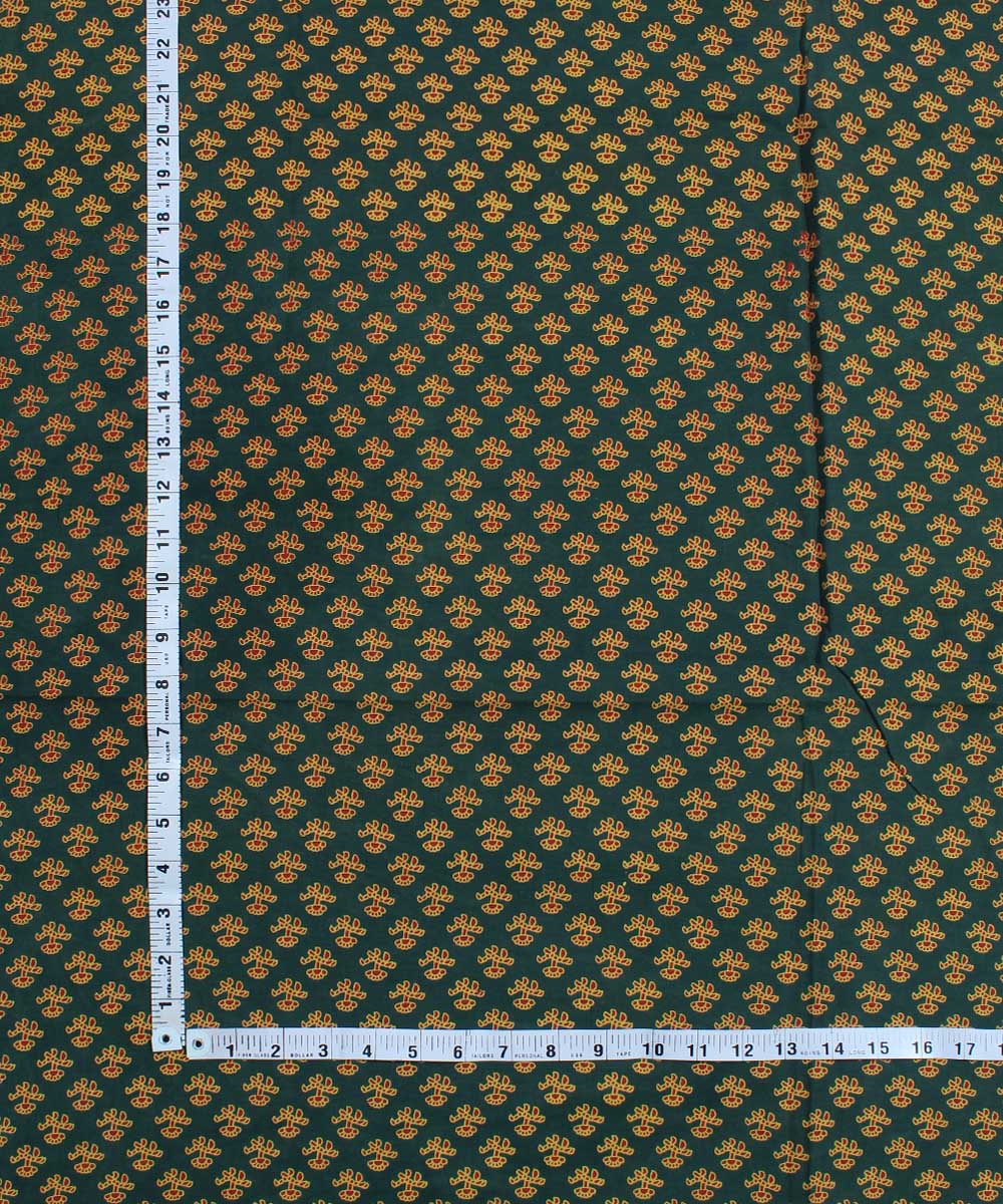 2.5m Dark green red handblock print cotton kurta material