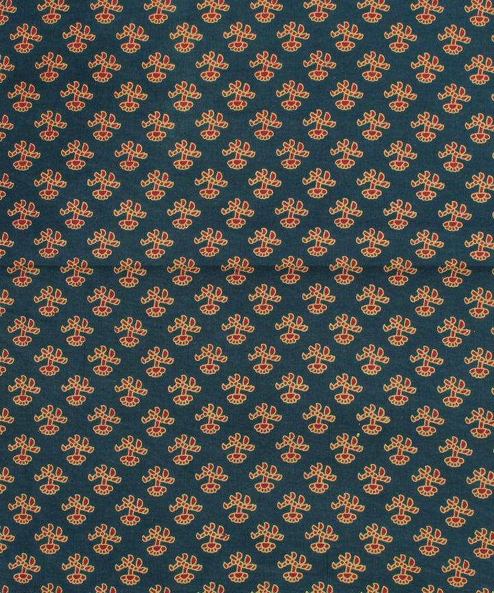 2.5m Dark green red handblock print cotton kurta material