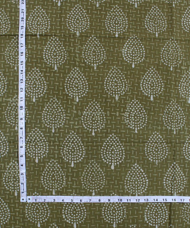 2.5m Olive green hand block printed cotton kurta material