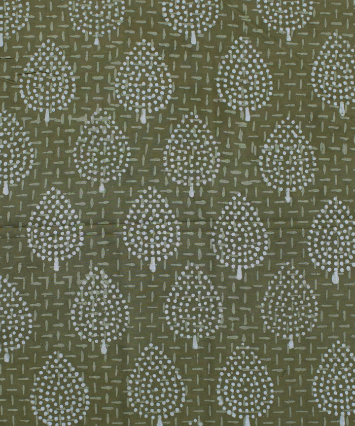2.5m Olive green hand block printed cotton kurta material