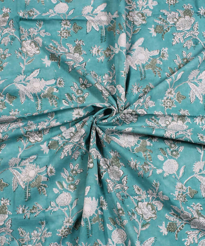 2.5m Sky blue handblock printed cotton kurta material