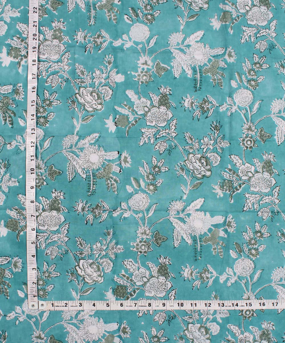 2.5m Sky blue handblock printed cotton kurta material