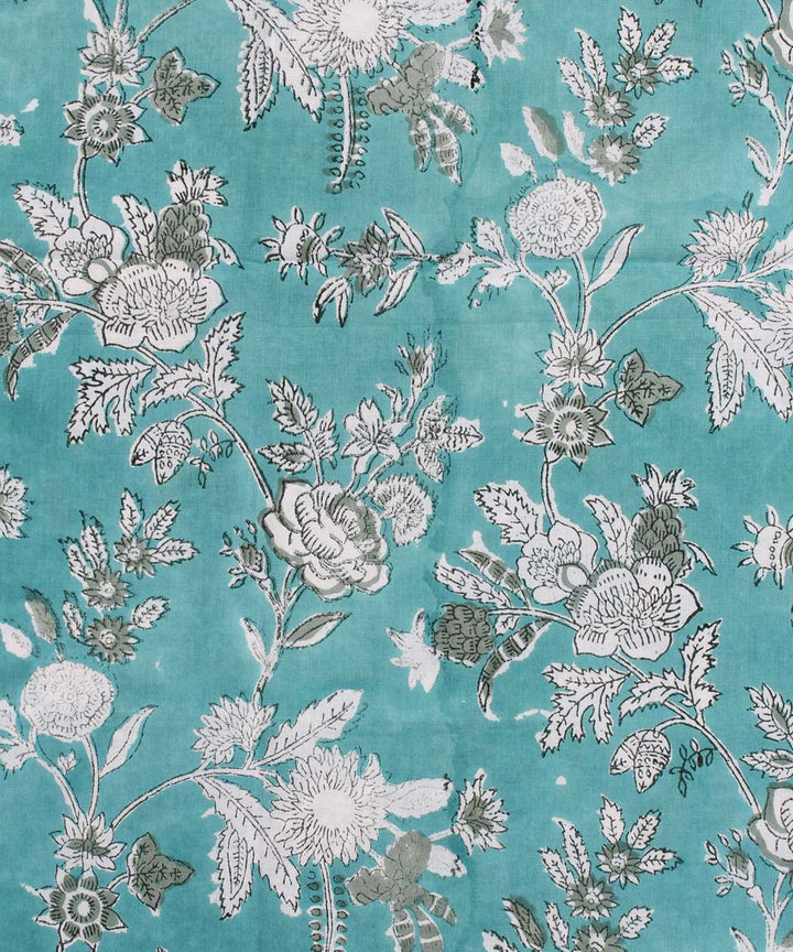 2.5m Sky blue handblock printed cotton kurta material