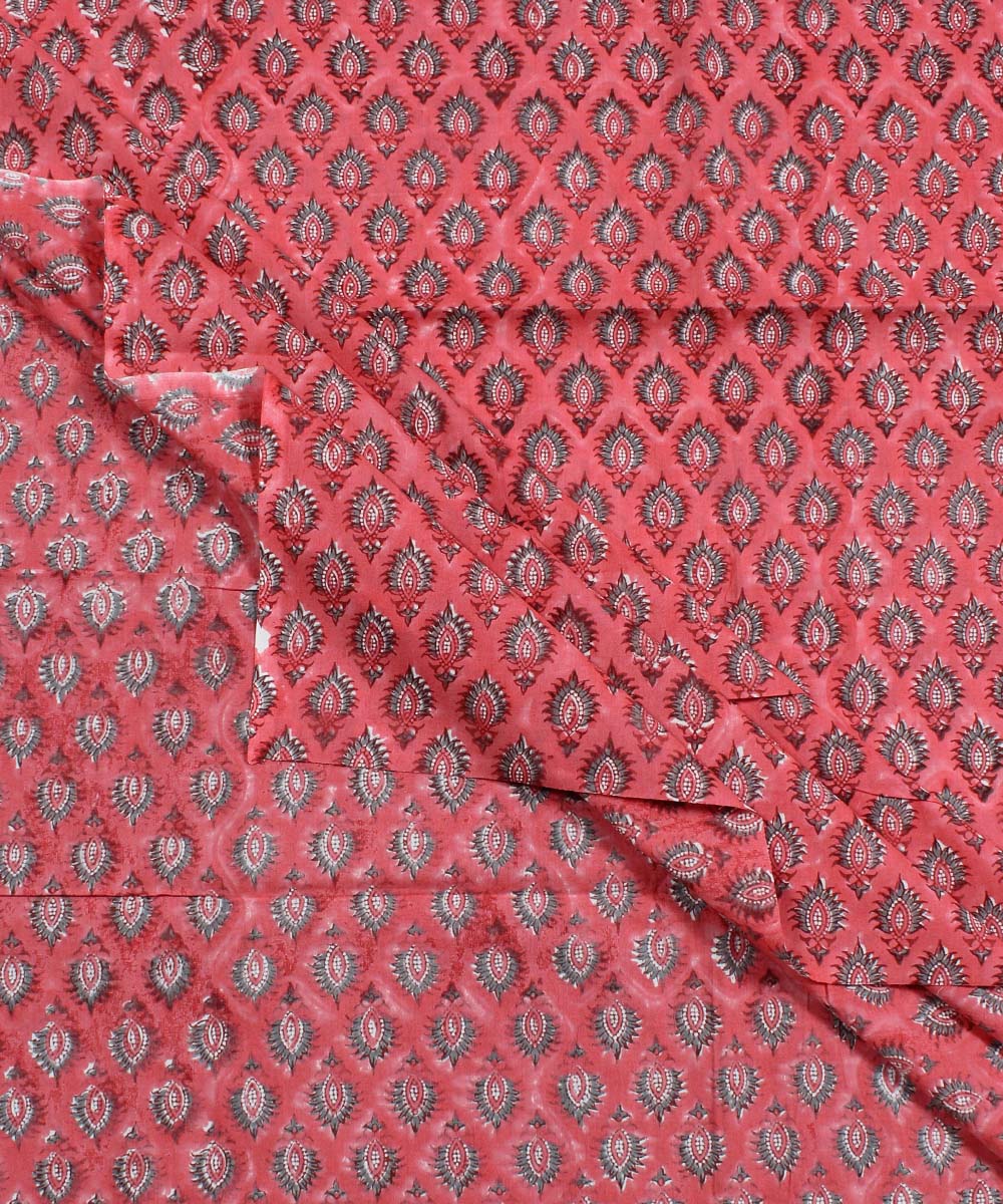 2.5m Pink handblock print cotton kurta material