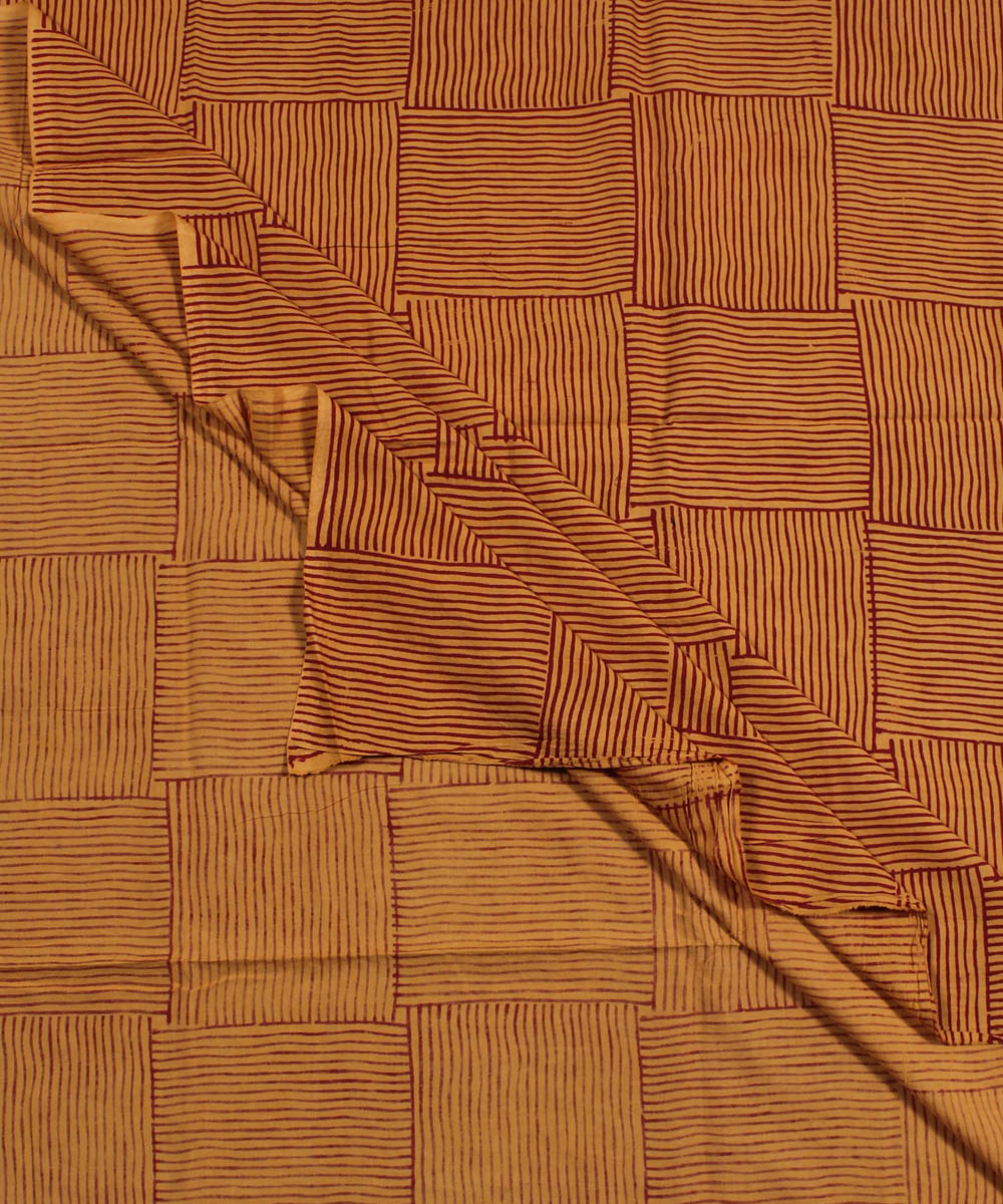 2.5m mustard red strip handblock print cotton kurta material