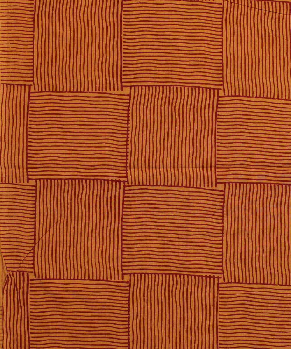 2.5m mustard red strip handblock print cotton kurta material