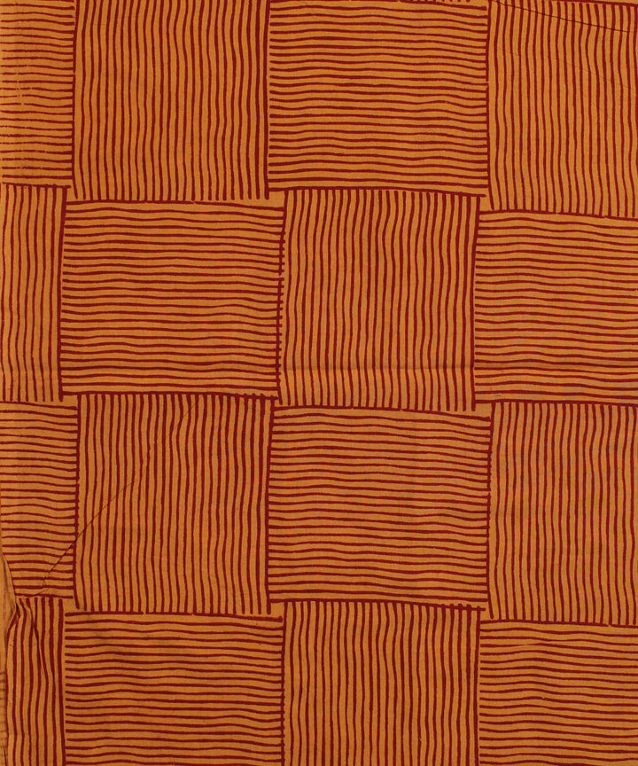 2.5m mustard red strip handblock print cotton kurta material