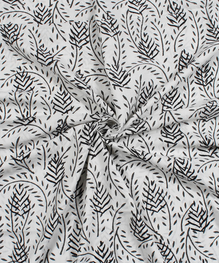 2.5m White black handblock print cotton kurta material