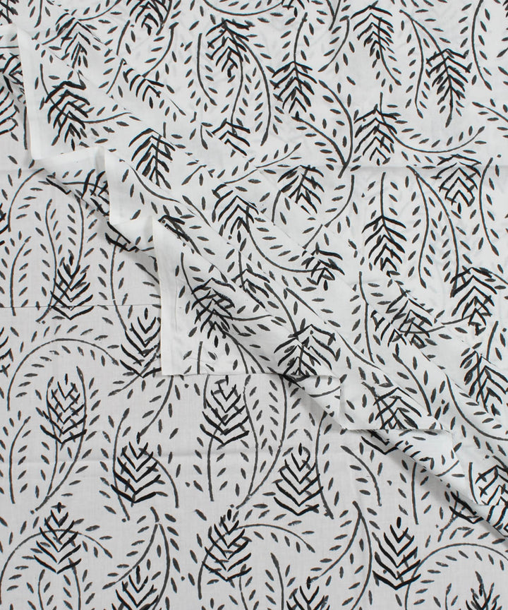 2.5m White black handblock print cotton kurta material