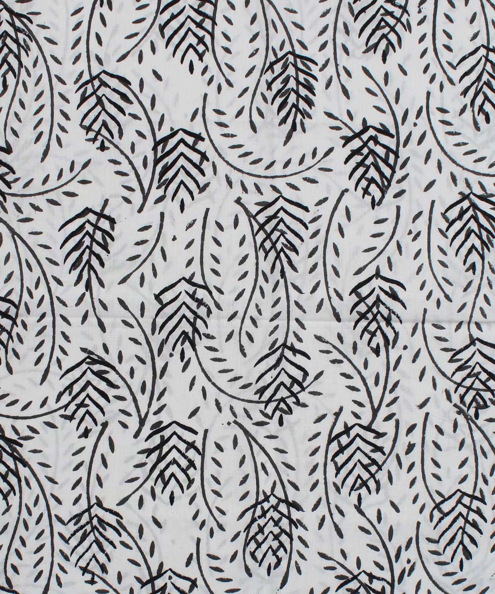 2.5m White black handblock print cotton kurta material