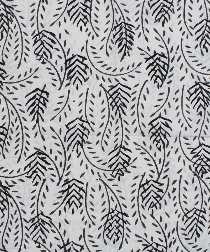 2.5m White black handblock print cotton kurta material