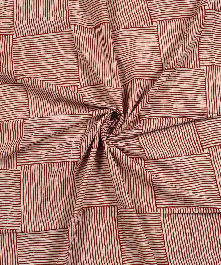 2.5m White red strips handblock print cotton kurta material
